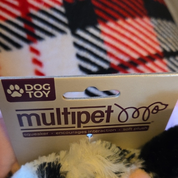 Plush Cow Dog Toy - Black and White - Picture 3 of 4